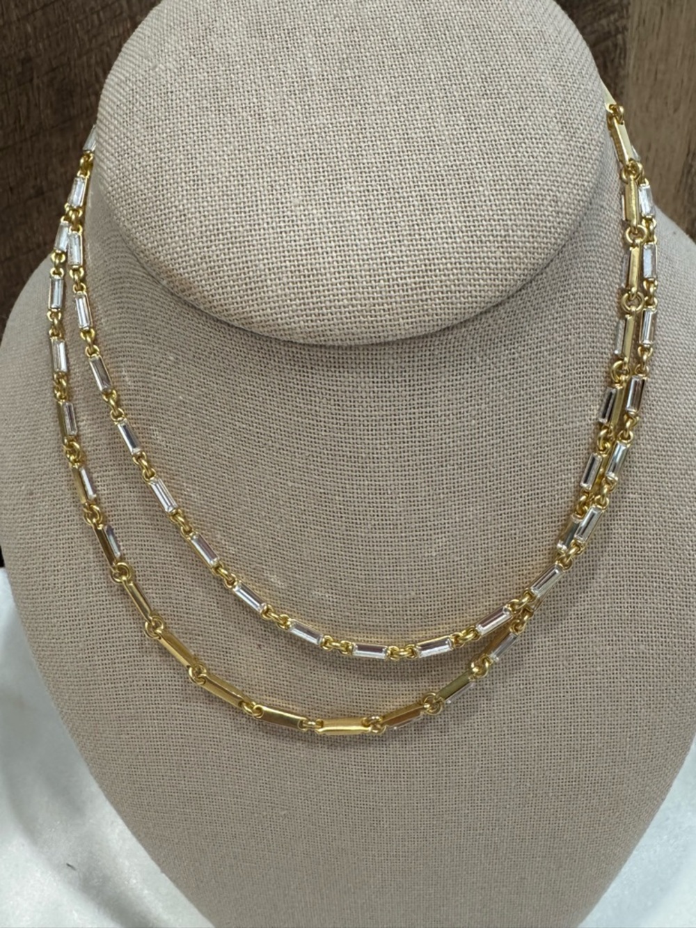 J. Crew Gold & Crystal Link Necklace